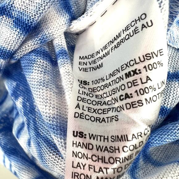 NEW NWT MSRP $70 Chicos Sz 3 XL 100% LINEN Blue Ruffle Blouse Shirt Top Beach - Picture 6 of 7